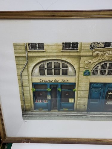 CADRE TABLEAU LITHOGRAPHIE CREPERIE DES ARTS LES CAVES DU BAILLOT BORDELAIS