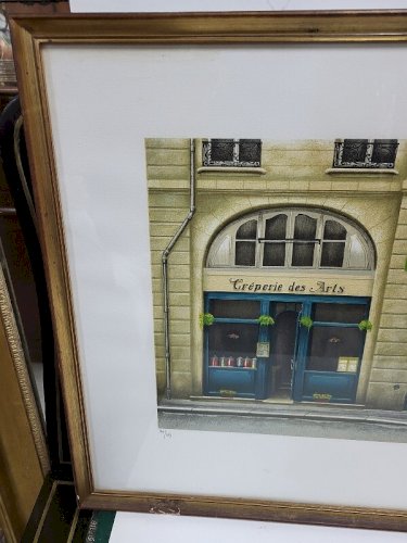CADRE TABLEAU LITHOGRAPHIE CREPERIE DES ARTS LES CAVES DU BAILLOT BORDELAIS