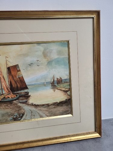 CADRE TABLEAU PEINTURE AQUARELLE SIGNE S DELACROIX