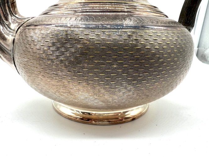 Cafetière ancienne XIXe Odiot & Bayol – métal argenté, anse bois, décor floral