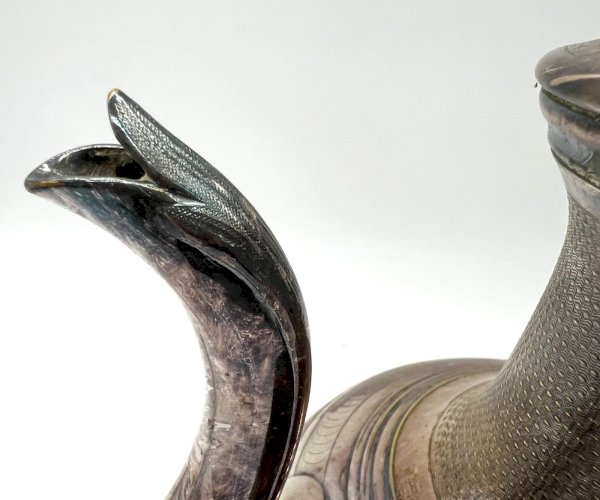 Cafetière ancienne XIXe Odiot & Bayol – métal argenté, anse bois, décor floral