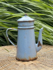 Light blue enamel vintage retro coffee pot