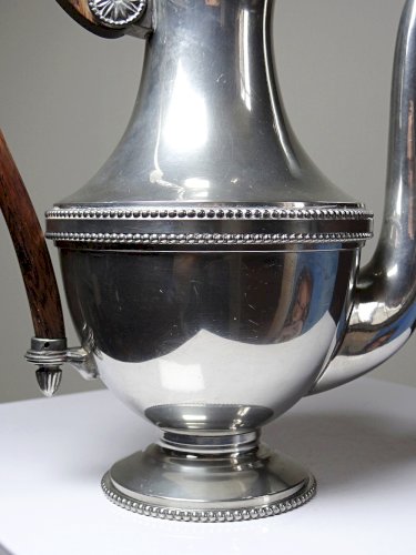 Cafetière vintage Etain du Manoir France, années 60-80 poignée bois