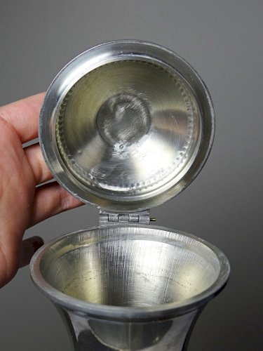 Cafetière vintage Etain du Manoir France, années 60-80 poignée bois
