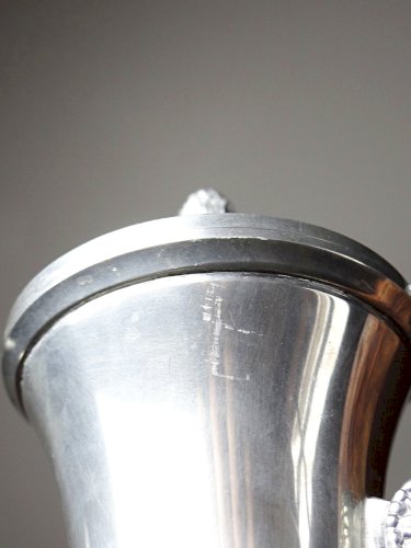 Cafetière vintage Etain du Manoir France, années 60-80 poignée bois