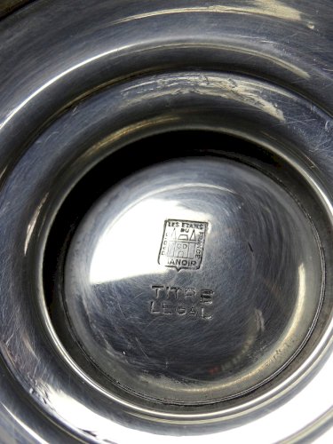 Cafetière vintage Etain du Manoir France, années 60-80 poignée bois