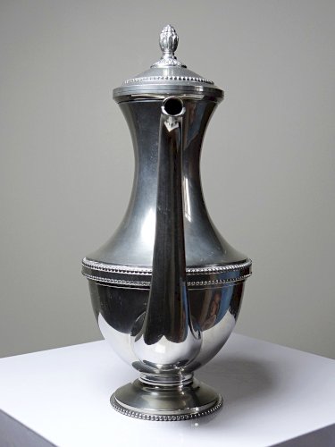 Cafetière vintage Etain du Manoir France, années 60-80 poignée bois