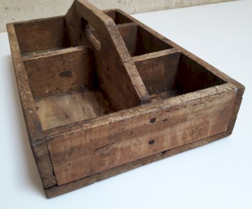 caisse à outils ancienne 39,3x24,5cm bois poignée intégrée ref616