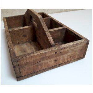caisse à outils ancienne 39,3x24,5cm bois poignée intégrée ref616