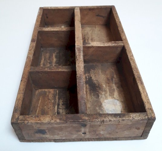 caisse à outils ancienne 39,3x24,5cm bois poignée intégrée ref616