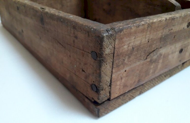 caisse à outils ancienne 39,3x24,5cm bois poignée intégrée ref616