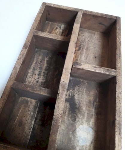 caisse à outils ancienne 39,3x24,5cm bois poignée intégrée ref616