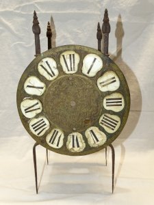 - PENDULUM CLOCK LANTERN XVII/XVIII wrought iron ENAMELED NUMBERS