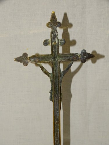 -CALVAIRE CROIX CRUCIFIX HAUTE EPOQUE XVII/XVIII BRONZE LAITON CHRIST RELIGION D