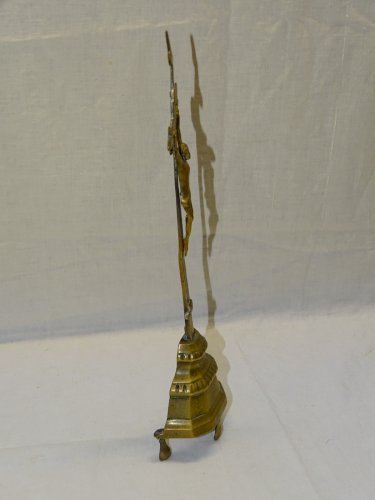-CALVAIRE CROIX CRUCIFIX HAUTE EPOQUE XVII/XVIII BRONZE LAITON CHRIST RELIGION D
