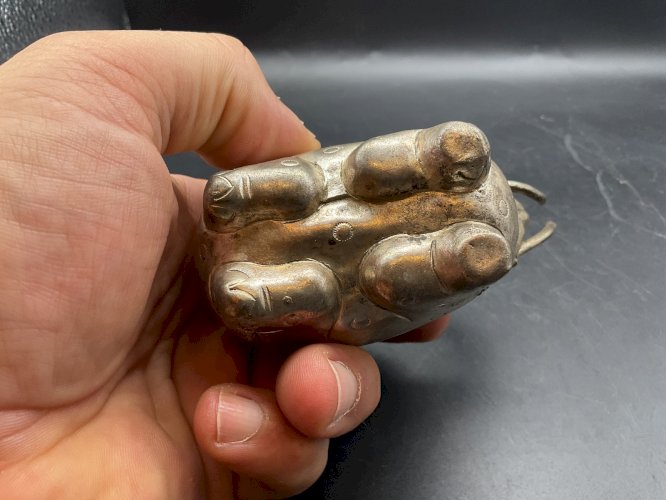 Cambodge boite à chaux bétel argenté éléphant Cambodia lime box Indochine