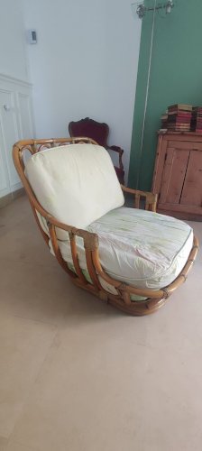 canapé lit et son fauteuil structure en bambou Roche Bobois
