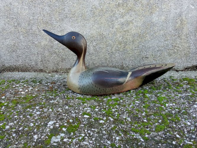 Canard ancien en bois peint.ancien appellant de chasse 