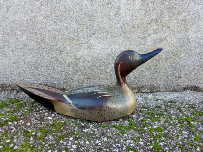 Canard ancien en bois peint.ancien appellant de chasse 
