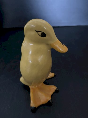 Canard jaune  en faïence de Malicorne Sarthe poterie artisanat