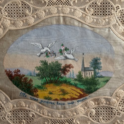 Canivet mécanique XIXe rehaussé d'une peinture M3602