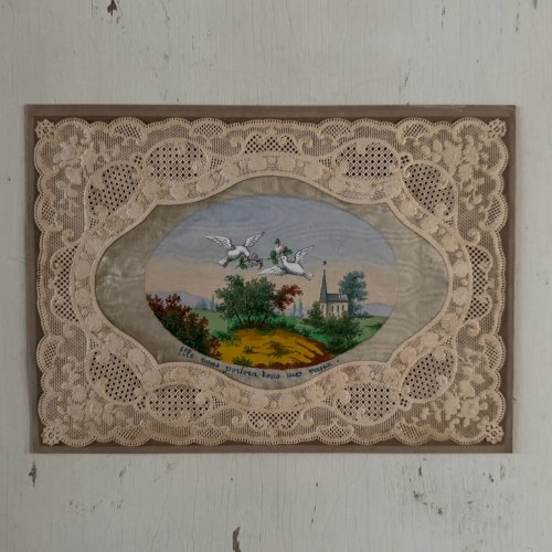 Canivet mécanique XIXe rehaussé d'une peinture M3602