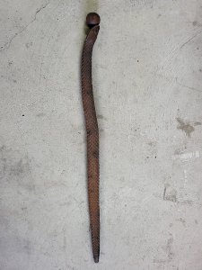WOODEN WALKING STICK CARVED WITH A SNAKE DATED 24/10/1899 MONOGRAM "JE"