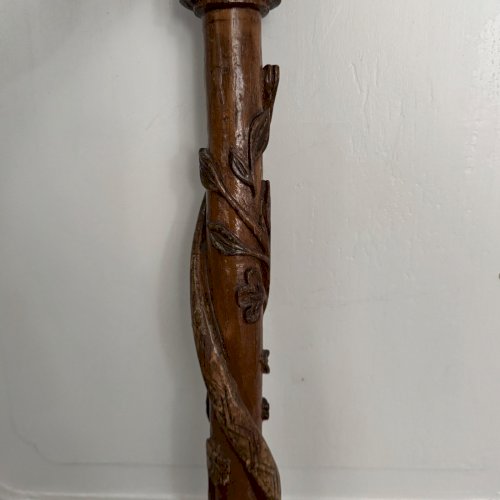 Canne en bois pommeau sculpté serpent Helling art populaire M3965