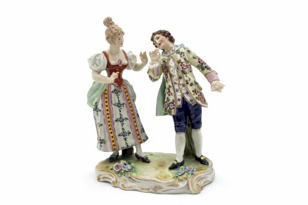 Capodimonte Naples XIXe Groupe Porcelaine Scène Galante Engagement 1830