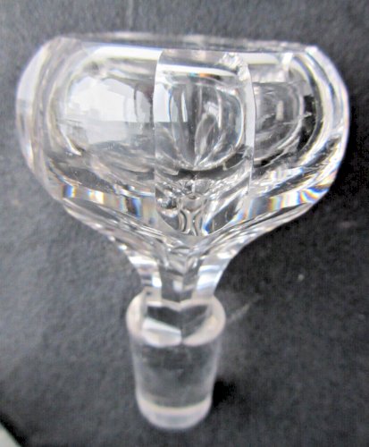 Carafe à alcool, verre brillant, propre, 10 facettes et 3 collerettes, Art Déco