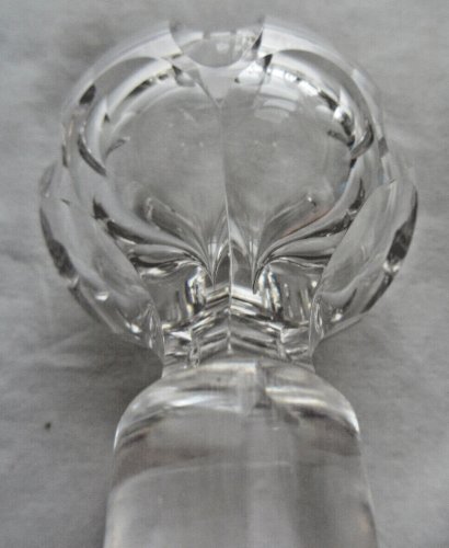 Carafe à alcool, verre brillant, propre, 10 facettes et 3 collerettes, Art Déco