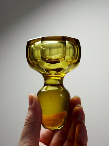 Carafe à décanter verre soufflé ciselé ambré Tchèque vintage/ancienne