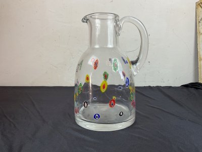 CARAFE A ORANGEADE EN VERRE DE MURANO millefiori /PICHET A EAU
