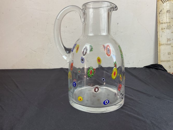 CARAFE A ORANGEADE EN VERRE DE MURANO millefiori /PICHET A EAU