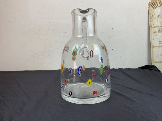 CARAFE A ORANGEADE EN VERRE DE MURANO millefiori /PICHET A EAU