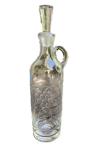 Carafe à vin en verre gravé à décor de vigne