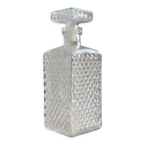 Carafe à whisky vintage en verre pressé