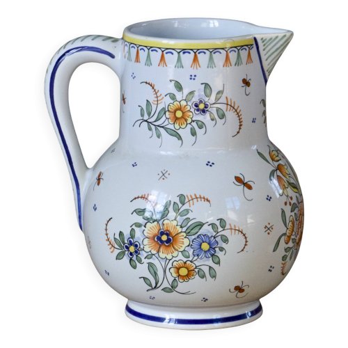 Carafe artisanale signée Moustiers peinte à la main