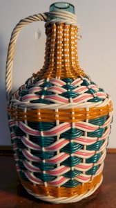Viresa Bottle Carafe in braided scoubidou 1960s 70s Italy