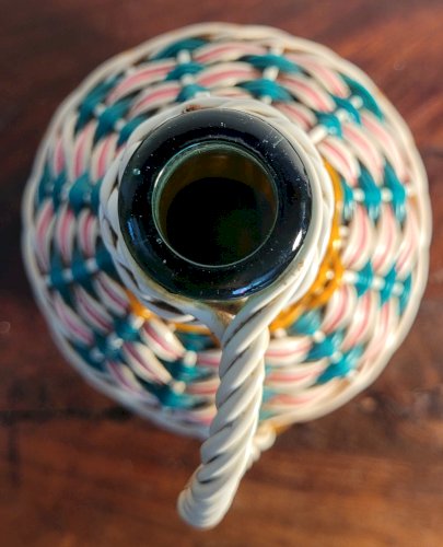 Carafe Bouteille Viresa en scoubidou tressé  1960's 70's Italie