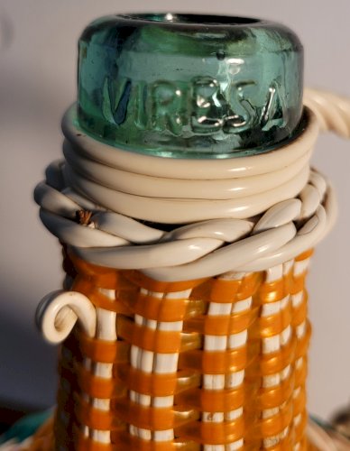 Carafe Bouteille Viresa en scoubidou tressé  1960's 70's Italie