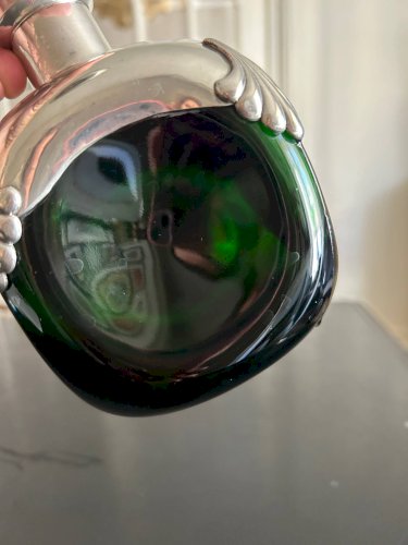 carafe des années 70 en chrome et verre