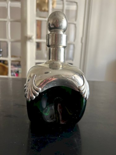 carafe des années 70 en chrome et verre