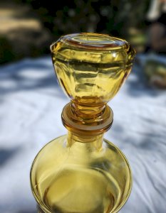 Yellow glass carafe