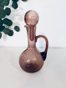 Amethyst Vintage Liqueur Carafe Bubble Glass – Biot/Murano Style – 1960s