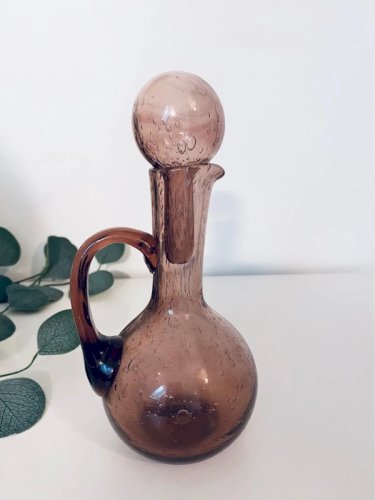 Carafe Liqueur Vintage Verre Bullé Améthyste – Style Biot / Murano – Années 60