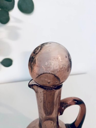 Carafe Liqueur Vintage Verre Bullé Améthyste – Style Biot / Murano – Années 60