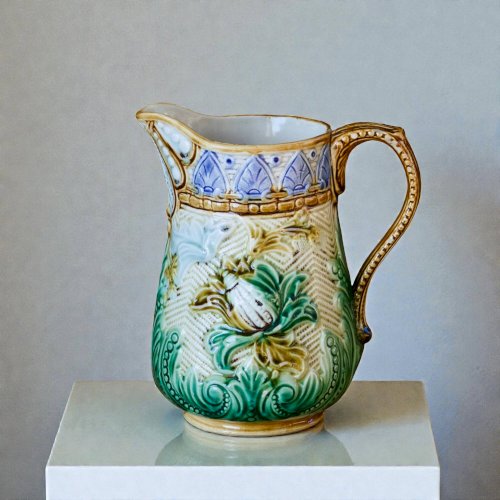 Carafe pichet en barbotine de lEst du XIXe siècle