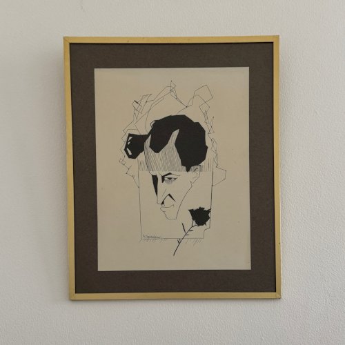 Caricature par Serge Czerefkov Serge Grès représentant André Salmon A5770