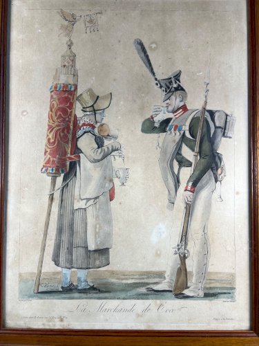 Carle Vernet – La Marchande de Coco – Antique French Engraving c.1810 – Debucour